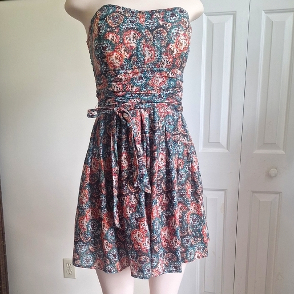 AmericanRag Floral Strapless Dress, Size Small 100% Cotton - Picture 1 of 8